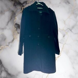 Kenneth Cole New York Dark Gray WOOL BLEND Full Length Pea Coat Size 14